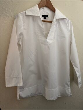 J. Crew white collared cotton popover XXS